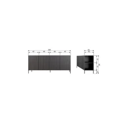 New Gravure Dressoir grenen dust 200 cm