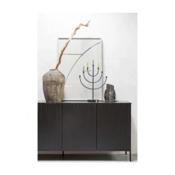 New Gravure Dressoir grenen zwart 200 cm