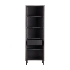 New Gravure Hoge kast met lade essen fineer espresso 60 cm