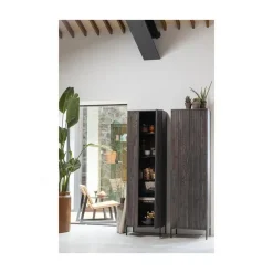 New Gravure Hoge kast met lade essen fineer espresso 60 cm