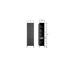 New Gravure Hoge kast met lade grenen zwart 60 cm