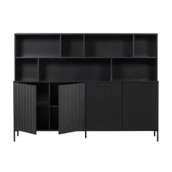 New Gravure Wandkast grenen zwart 200 cm