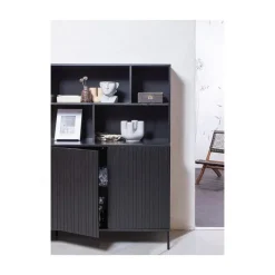 New Gravure Wandkast grenen zwart 200 cm