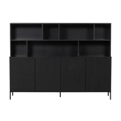 New Gravure Wandkast grenen zwart 200 cm