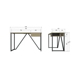 New Julius Bureau Dennenhout Dust 126cm