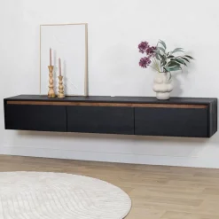 Nils Zwevend Tv meubel zwart 200cm