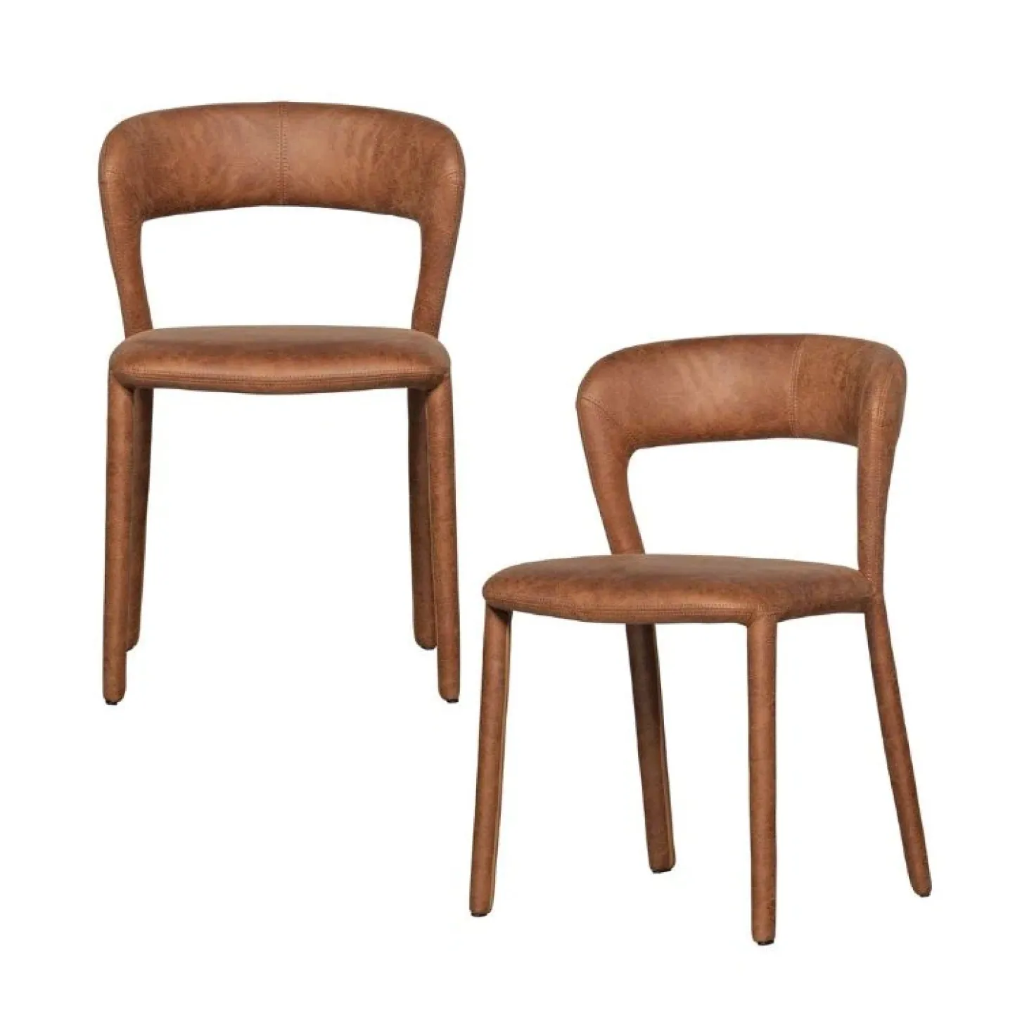 Noble Eetkamerstoel Leerlook Cognac