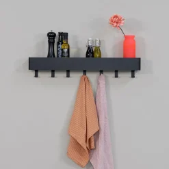 Nolan 7 Wandkapstok Zwart 72cm