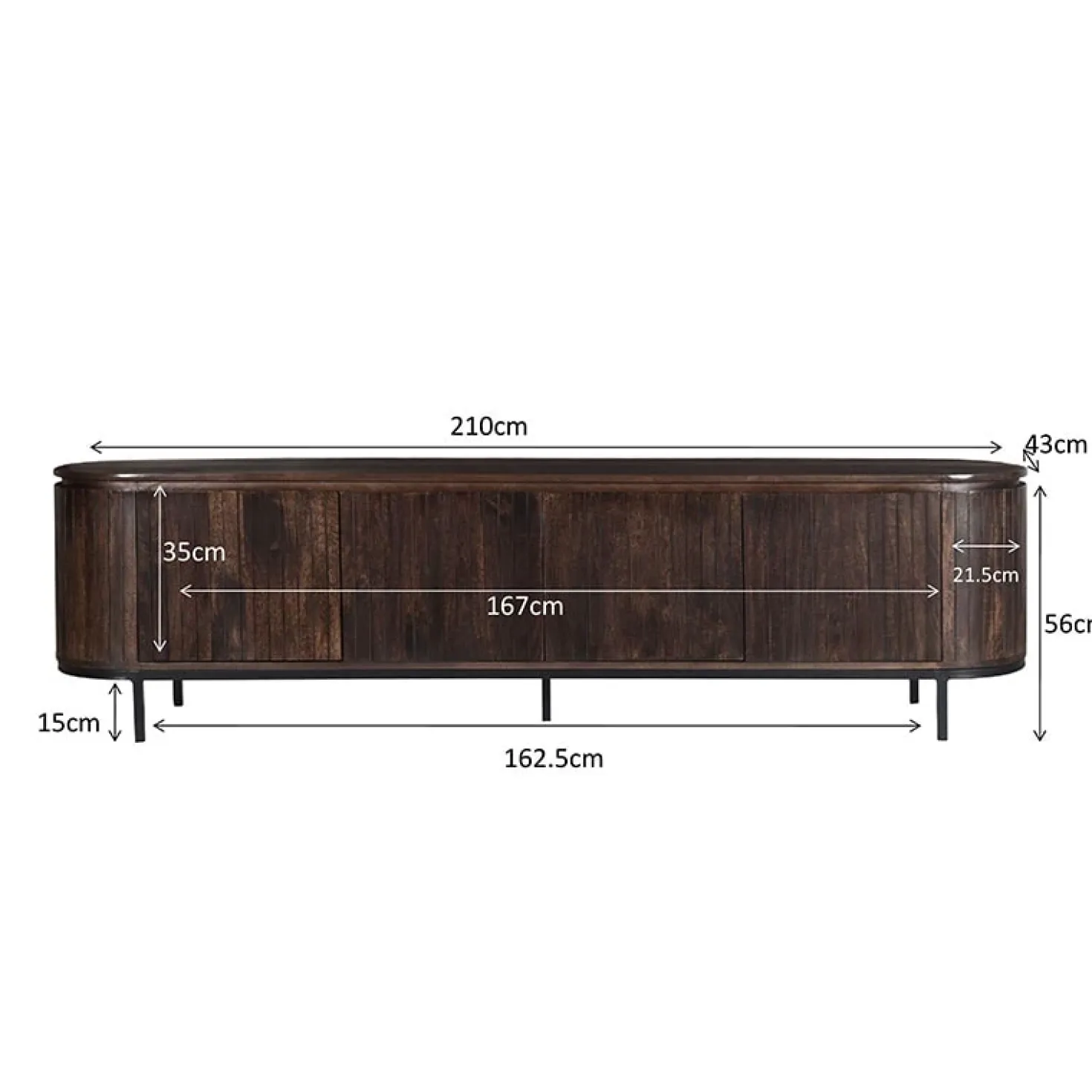 Noor tv-meubel 210cm walnoot