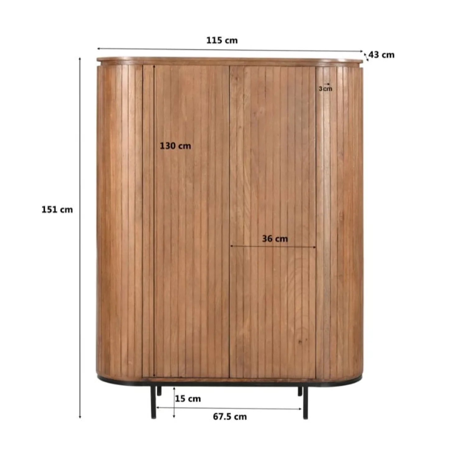 Noor wandkast 115 cm naturel