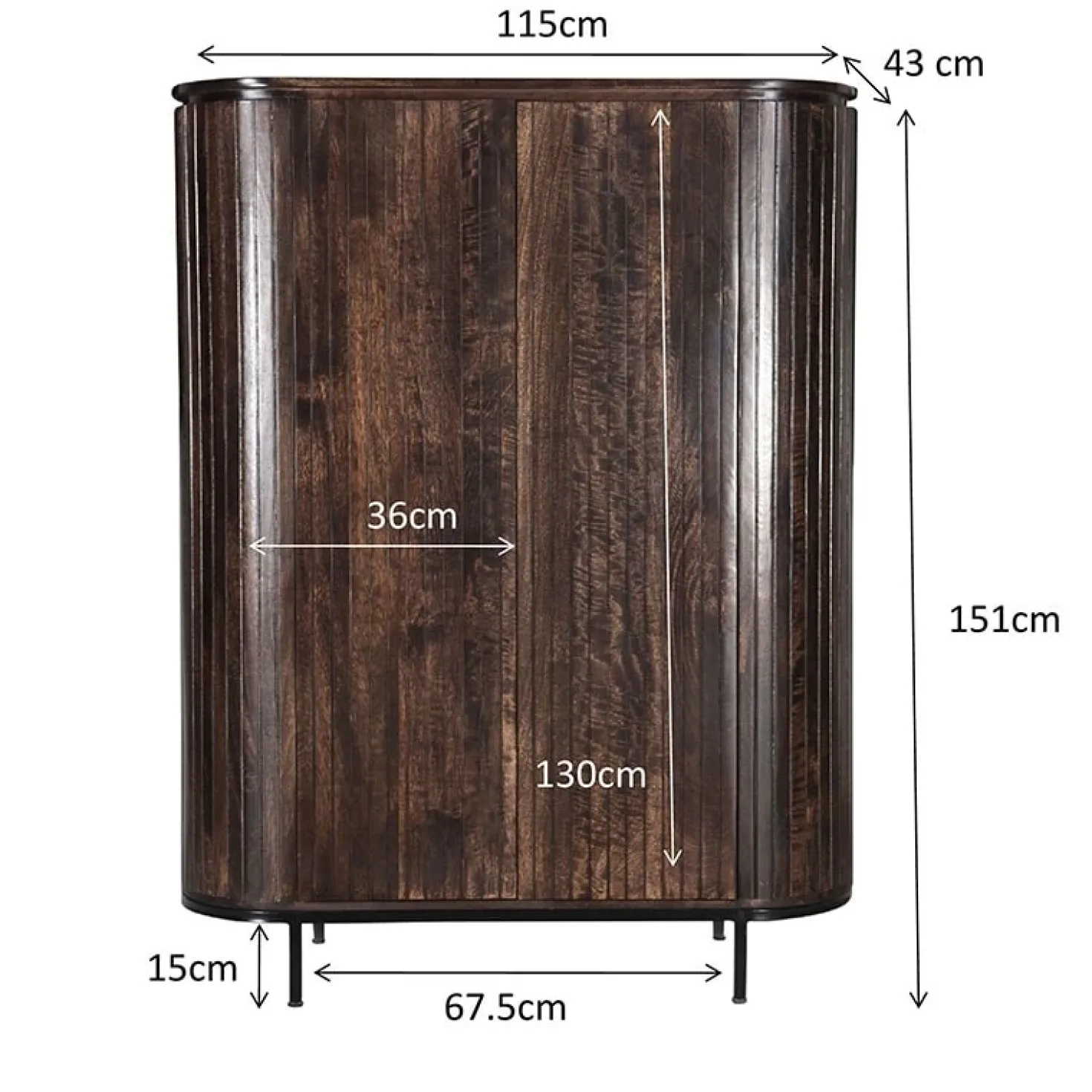 Noor wandkast 115 cm walnoot