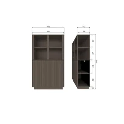 Nova Lage Vitrinekast Dennenhout Truffelbruin 102cm