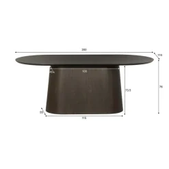 Novero Eettafel Espresso eiken ovaal 200cm