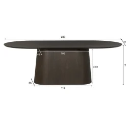Novero Eettafel Espresso eiken ovaal 230cm