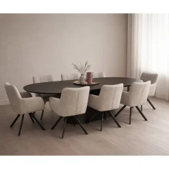Novero Eettafel Espresso eiken ovaal 280cm