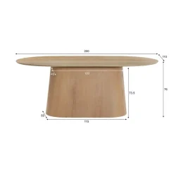Novero Eettafel naturel eiken ovaal 200cm