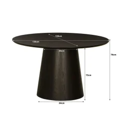 Novero Eettafel rond Espresso eiken 130cm