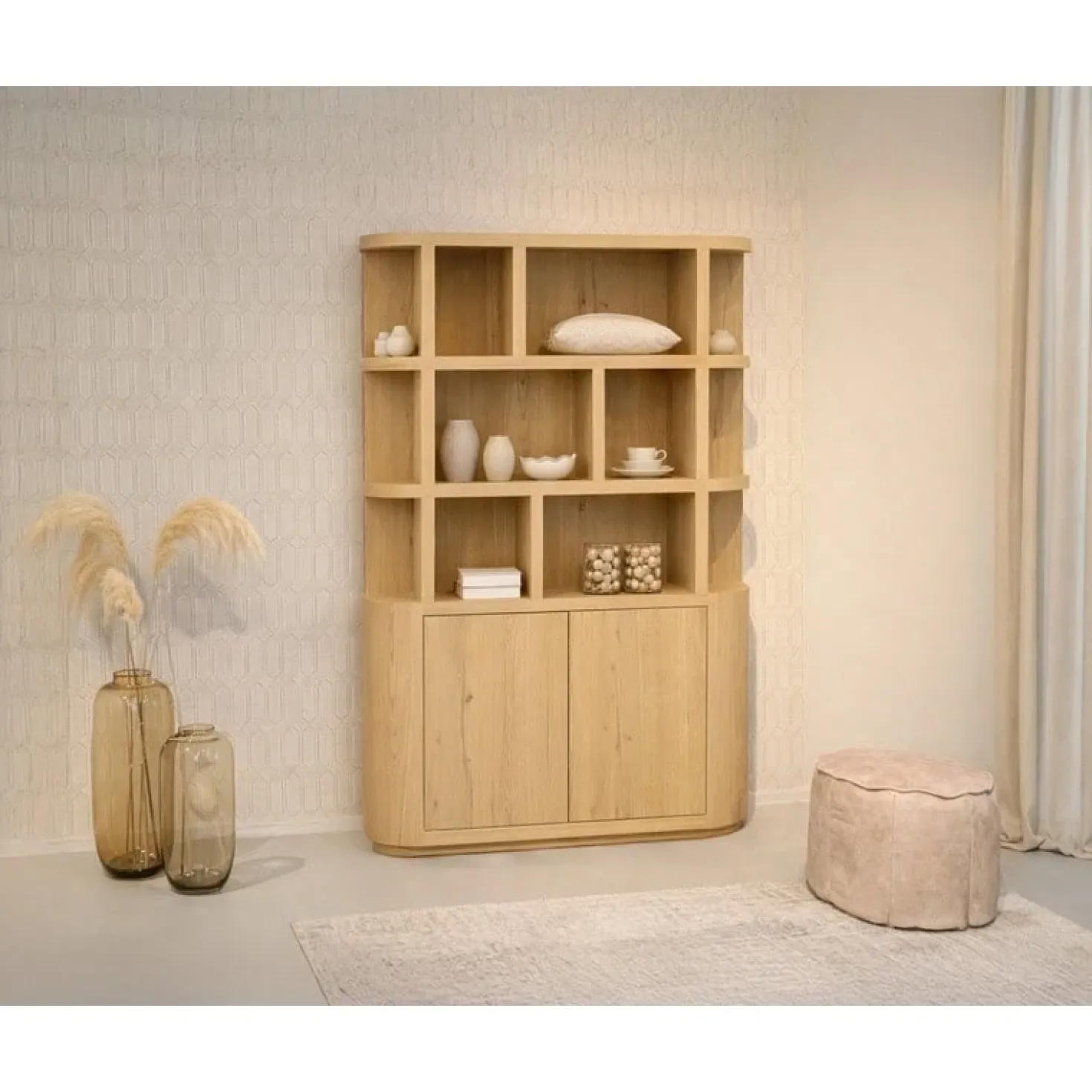 Novero Vakkenkast naturel eiken 145cm