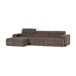 Novi Chaise Longue Bank Links Ribstof Grijsbruin