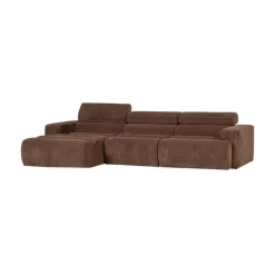 Novi Chaise Longue Bank Links Ribstof Mokkabruin