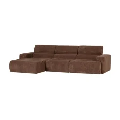 Novi Chaise Longue Bank Links Ribstof Mokkabruin