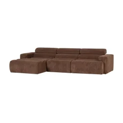 Novi Chaise Longue Bank Links Ribstof Mokkabruin