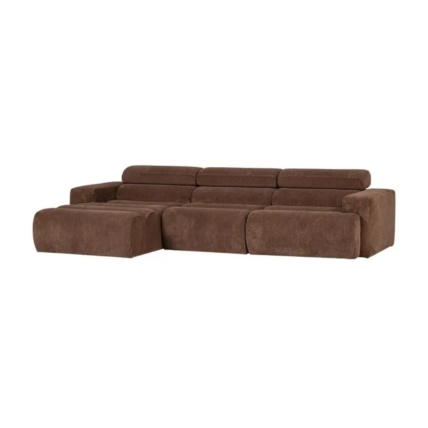 Novi Chaise Longue Bank Links Ribstof Mokkabruin