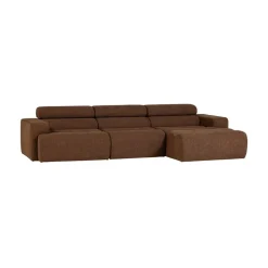 Novi Chaise Longue Bank Rechts Bouclé Mokkabruin