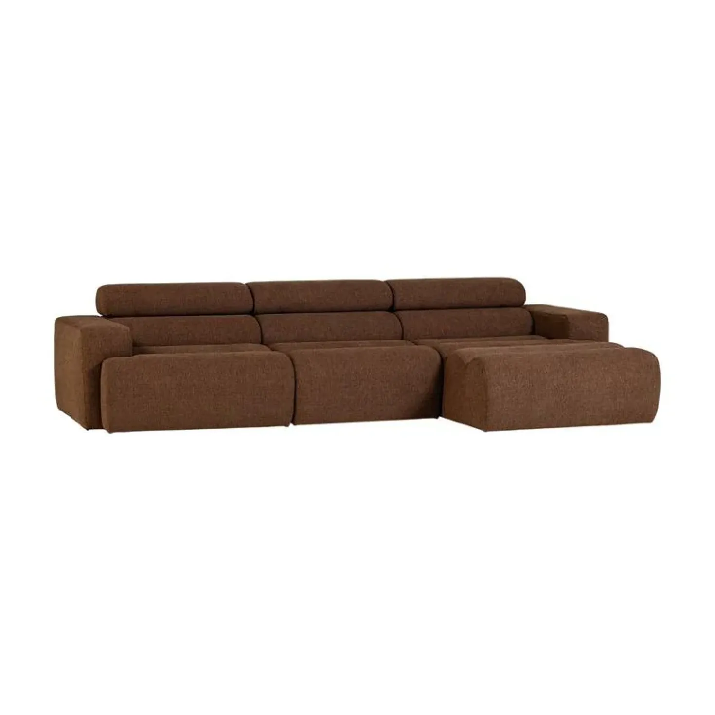 Novi Chaise Longue Bank Rechts Bouclé Mokkabruin