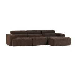 Novi Chaise Longue Bank Rechts Donkerbruin Melange