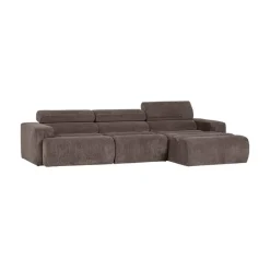 Novi Chaise Longue Bank Rechts Ribstof Grijsbruin
