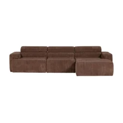 Novi Chaise Longue Bank Rechts Ribstof Mokkabruin