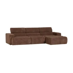 Novi Chaise Longue Bank Rechts Ribstof Mokkabruin