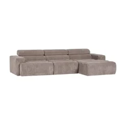 Novi Chaise Longue Bank Rechts Ribstof Zand