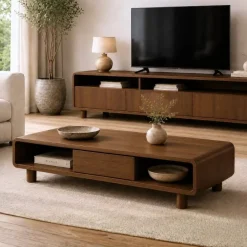 Nox salontafel 2 lades walnoot 130 cm