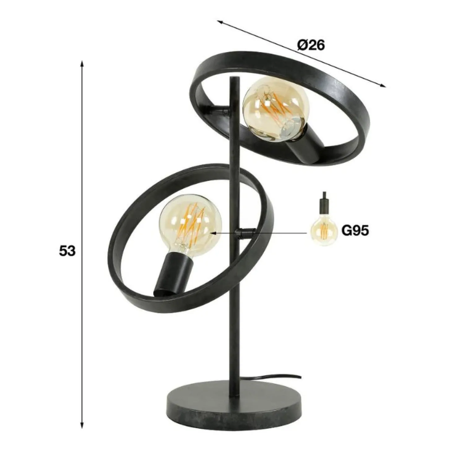 Octavia 2-lichts tafellamp industrieel