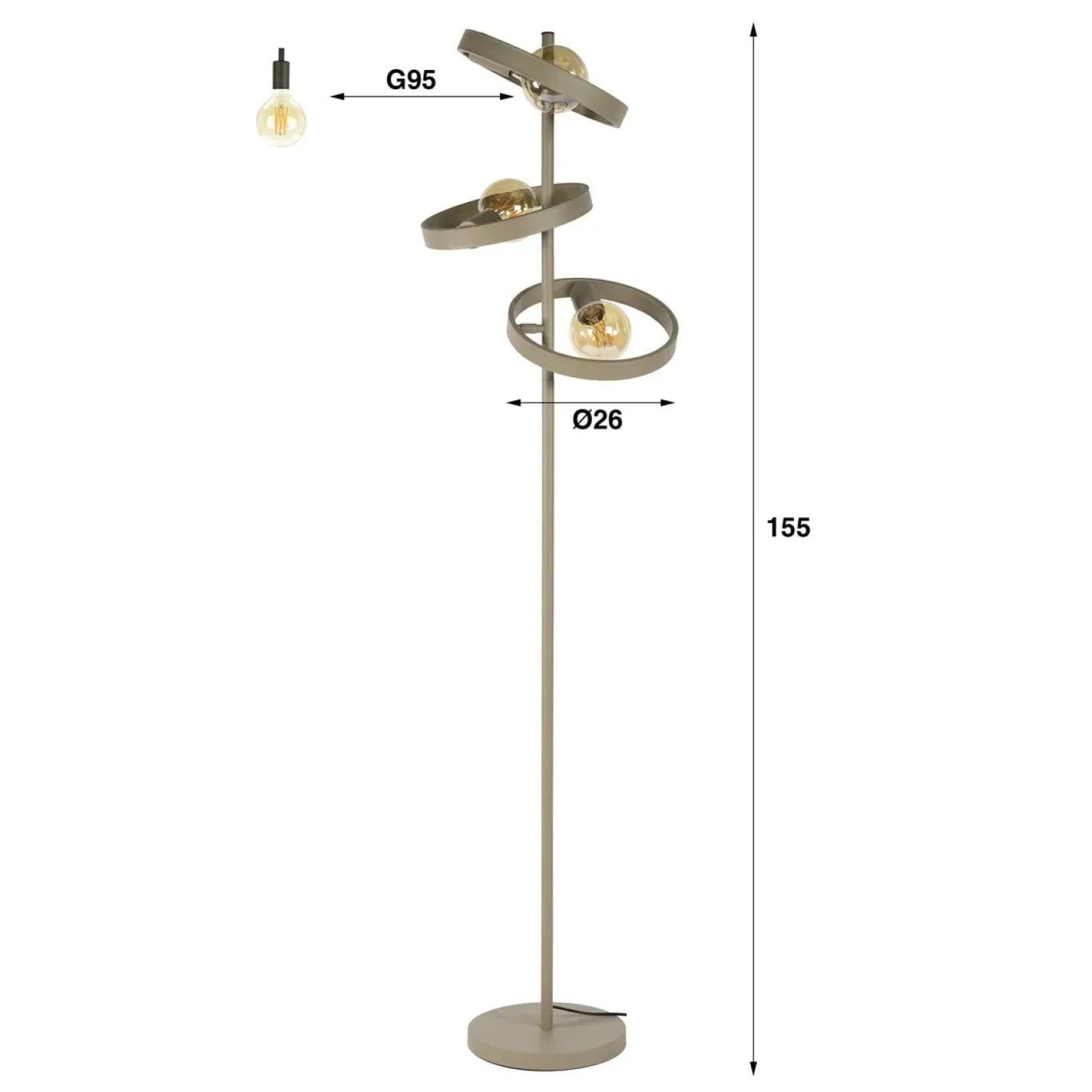 Octavia 3-lichts Vloerlamp Beige