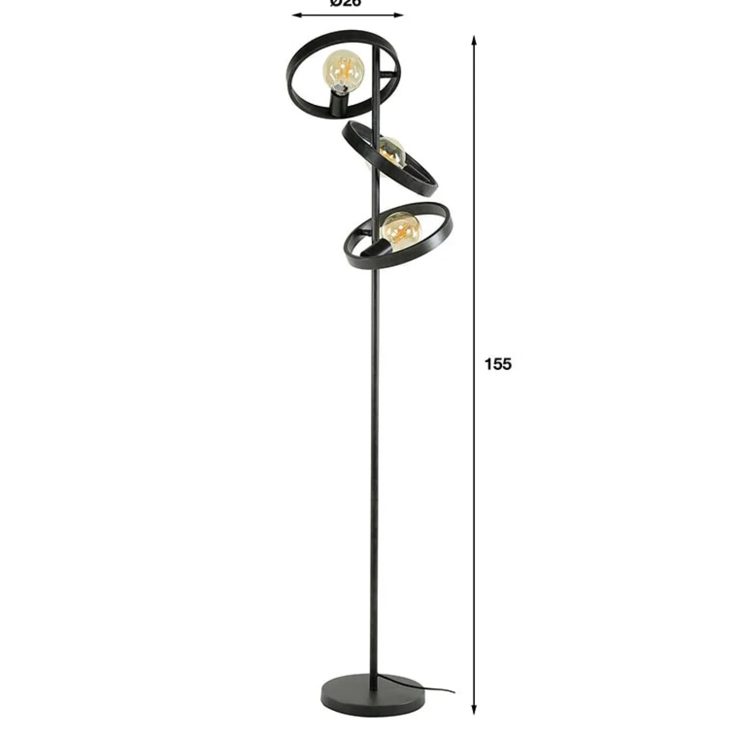 Octavia 3-lichts vloerlamp industrieel