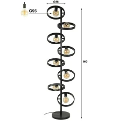 Octavia 8-lichts vloerlamp industrieel