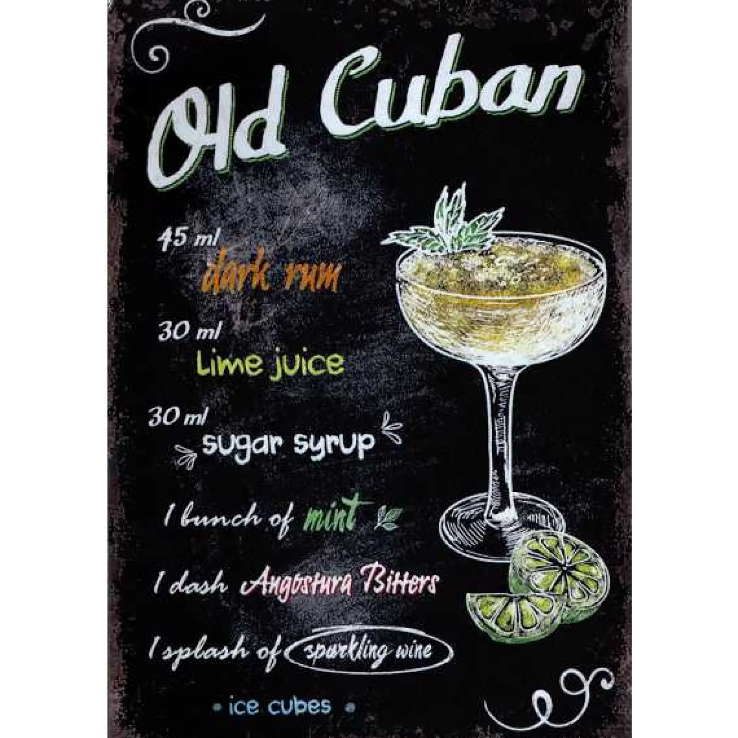 Old Cuban - metalen bord
