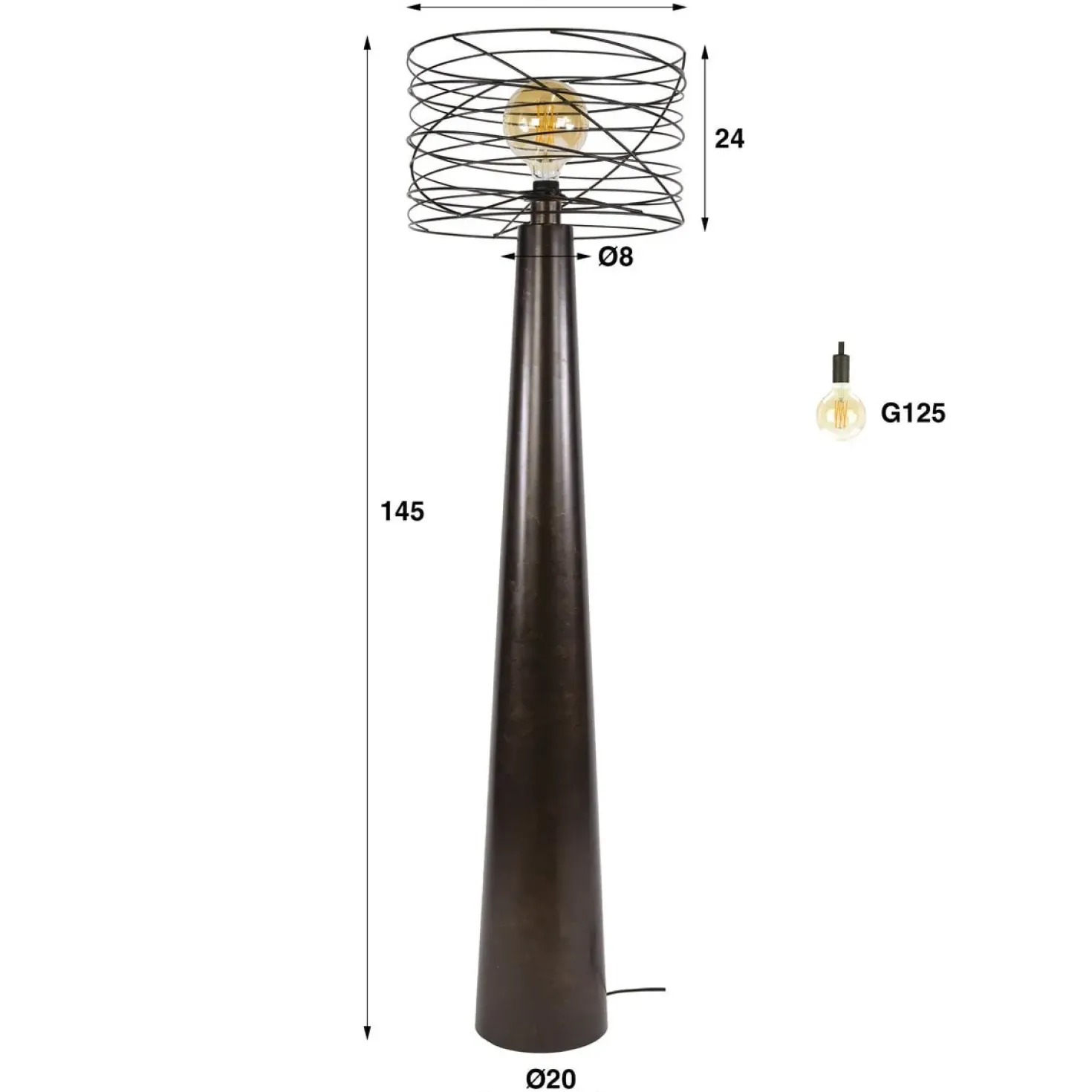 Omaha 1-lichts Vloerlamp Bruin