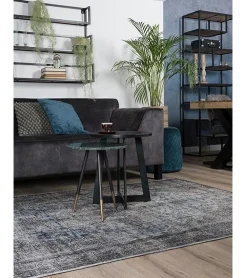 Omid vloerkleed vintage rechthoek groen/ blauw