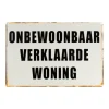 Onbewoonbare woning - metalen bord