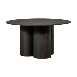 Oona Eettafel Rond Met 3-Poot MDF Donkerbruin 140cm