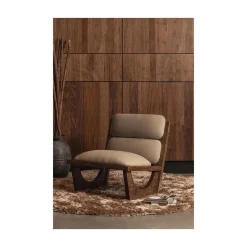 Opulent Fauteuil Bouclé/Hout Naturel