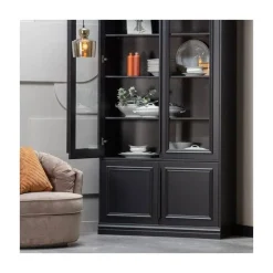 Organize Vitrinekast Dennenhout Matzwart 44cm