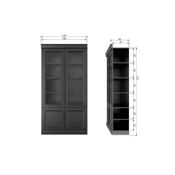 Organize Vitrinekast Dennenhout Matzwart 44cm