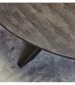 Orianna eettafel industrieel rond mangohout zwart