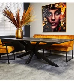 Orianna eettafel industrieel rechthoek mangohout