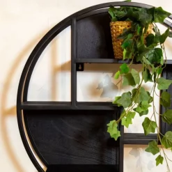 Orianna wandrek industrieel mangohout rond zwart 70cm